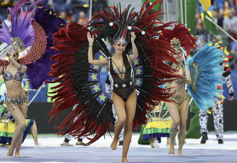 (170703) -- ST. PETERSBURG, July 3, 2017 (Xinhua) -- Photo taken on July 2, 2017 shows the closing ceremony of the FIFA Confederations Cup 2017 in St. Petersburg, Russia. (Xinhua/Wu Zhuang)