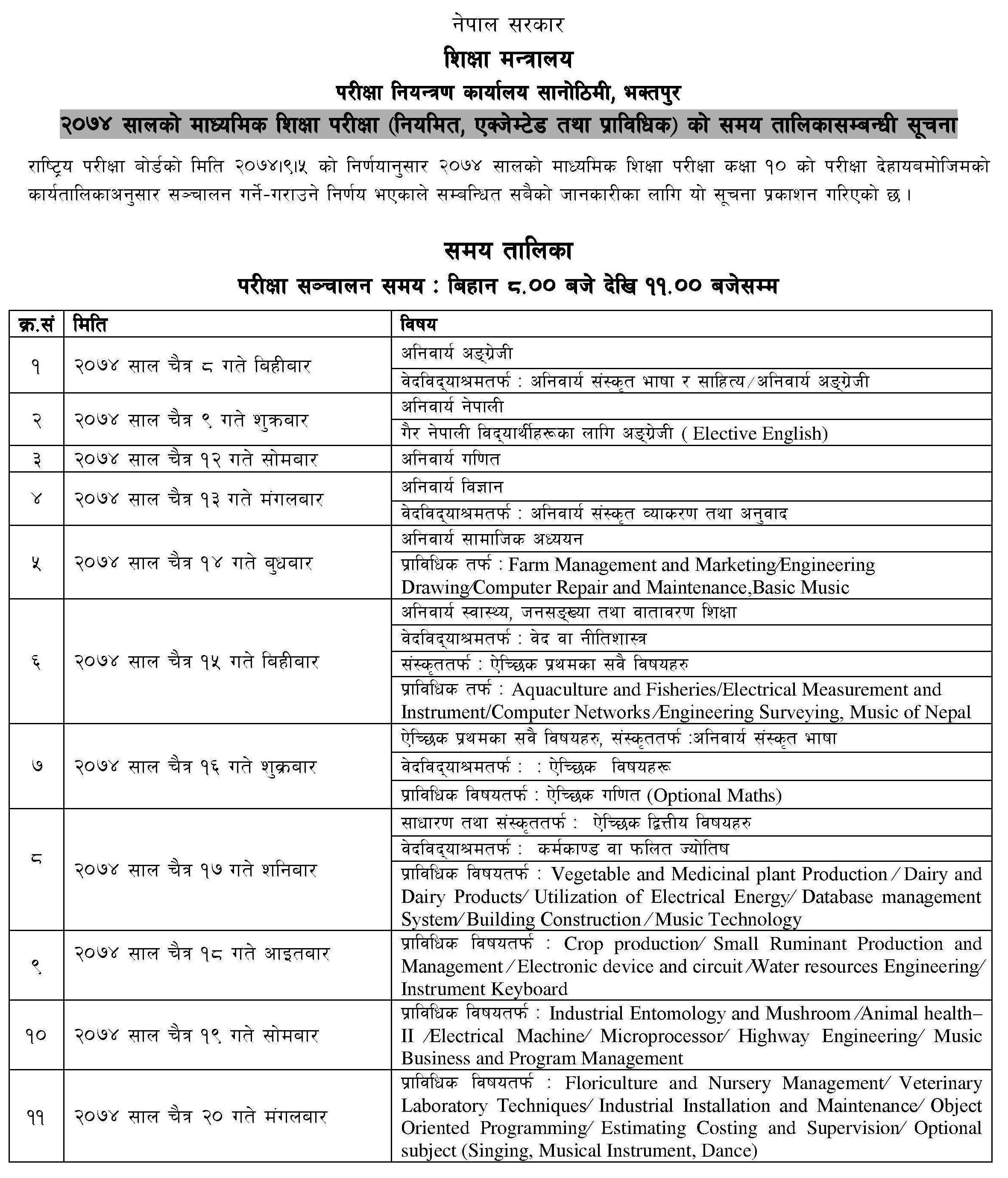 SEE exam Routine 2074 01